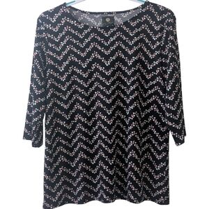 JM COLLECTION WOMEN'S FLORAL 3/4 SLEEVE BLOUSE SIZE XL